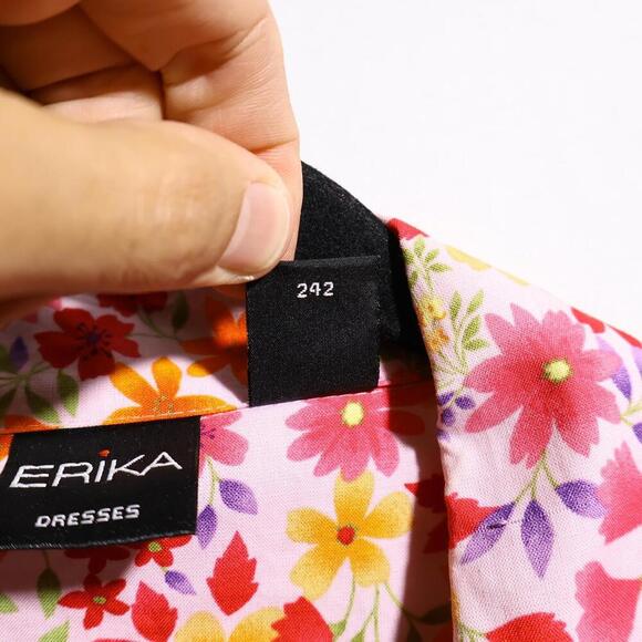 VTG Button Up AOP Floral Maxi Dress Collar Flowers Pockets Boho Cottage Fairy M - Picture 7 of 7